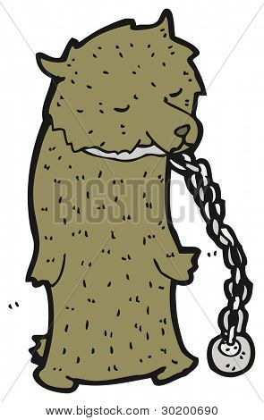 cartoon dancing bear with ball and chain