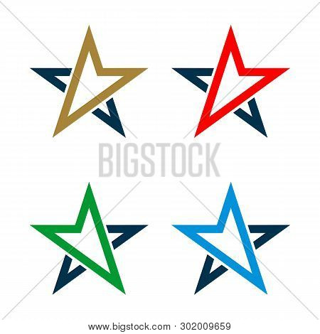Set Abstract Arrow Star Compass Rose Logo Template
