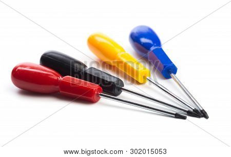Colour Screwdriver Type Torx Isolated On White. All Sizes. - Image