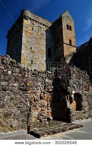 An Exterior View Of The Ruins Of Castle Campbell At The Head Of Dollar Glen In The Ochil Hills In Sc
