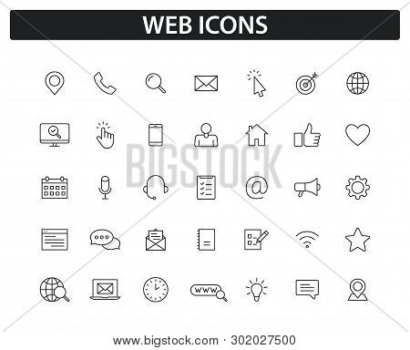 Set Of Web Icons In Line Style. Big Collection Of Web And Mobile Icon. Chat, Support, Message, Phone