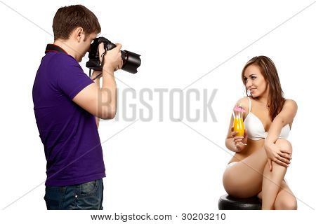 Fotograf und Modell, weiÃŸ