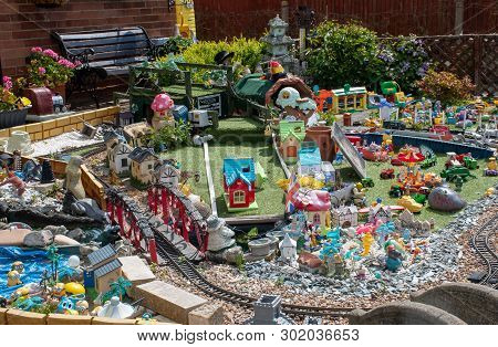 Clacton  Essex United Kingdom  -10 May 2019: Detail Of Model Garden In Front Of Persons House
