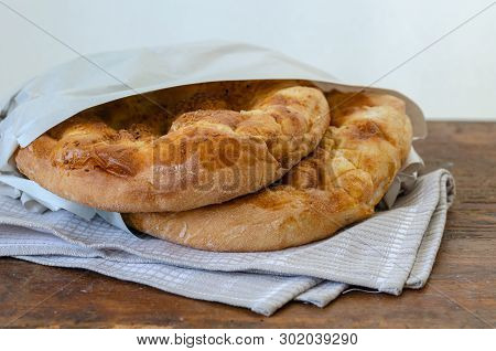 Ramadan Pita ( Turkish; Ramazan Pidesi ) Traditional Turkish Bread For Mubarak Month Of Ramadan