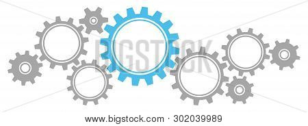 Nine Gears Border Graphic Blue And Grey