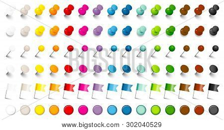 6 Different Pins, Needles, Flags & Magnets 15 Colors Set