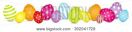 Easter Eggs Mix Pattern Rainbow Color Banner