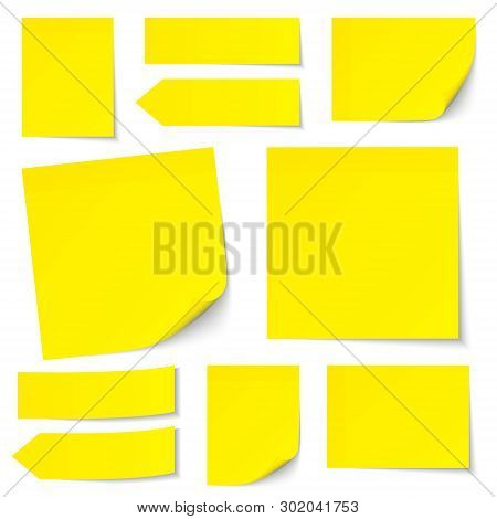 Set Of Ten Yellow Stick Notes Angled