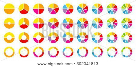 Set Of Round Pie Charts Rainbow Color