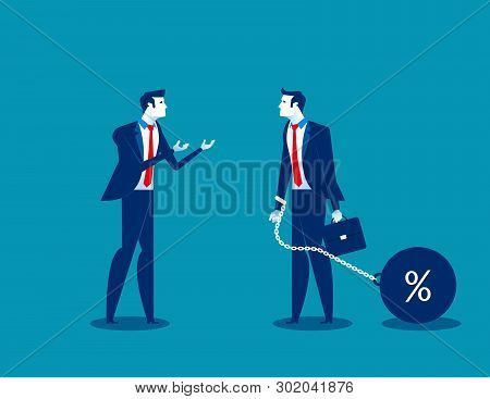 Man Talking To Businessman Chain Bound Hands. Concept Business Vector Illustration. Character Flat D