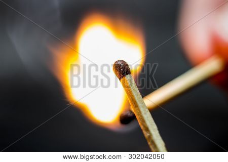 The Burning Matches And Flame Close Up