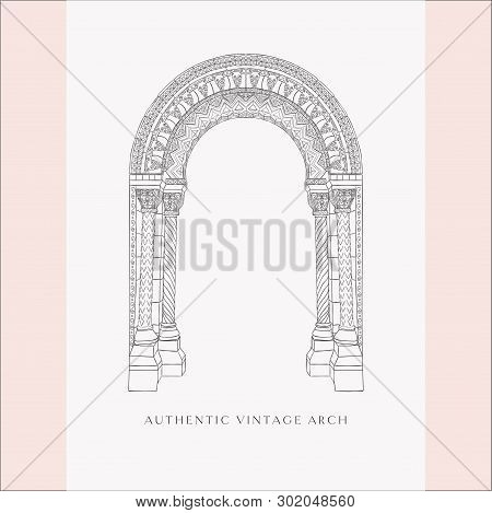 Gothic Arch. Hand Drawn Sketch Vintage Gates.