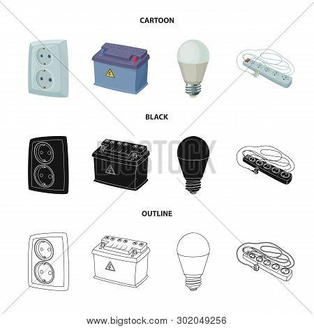 Vector Design Of Electricity And Electric Symbol. Set Of Electricity And Energy Stock Vector Illustr