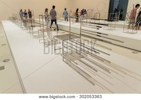 Melbourne, Australia - March 17, 2018: Manga Chairs Art Installation By Japanese Designer Oki Sato, 
