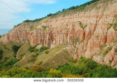 Erosional krajina v Rapa Rosie, Rumunsko