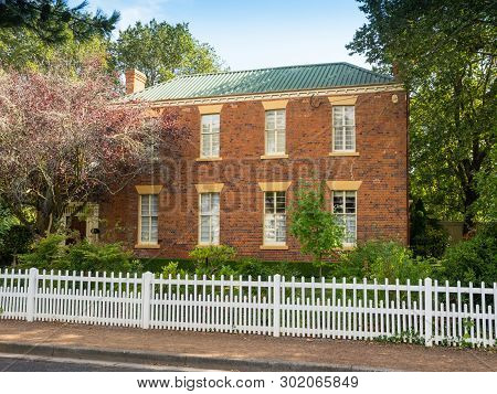 An Elegant Georgian-style Home In Russell Street, In The Historic Town Of Evandale In Tasmania, Aust