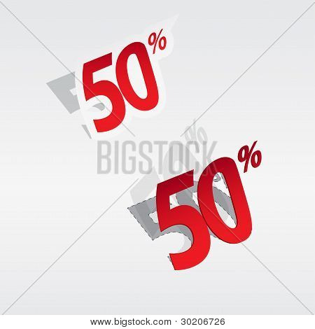Etiqueta de porcentagens de venda de 50 %