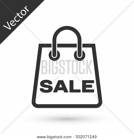 Grey Shoping Bag With An Inscription Sale Icon Isolated On White Background. Handbag Sign. Woman Bag