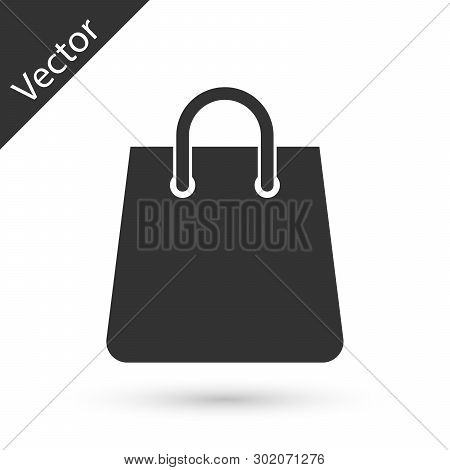 Grey Handbag Icon Isolated On White Background. Shoping Bag Sign. Woman Bag Icon. Female Handbag Sig