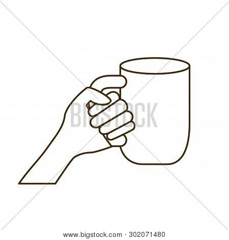 Hand With Cup Of Coffee With White Background Vector Illustration Design