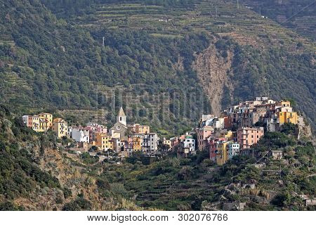 Village Corniglia At Liguria Coast In Italy