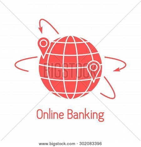 Vector Illustration With Arrows Around Planet Earth With Location. Electronic Payment, Internet Fina