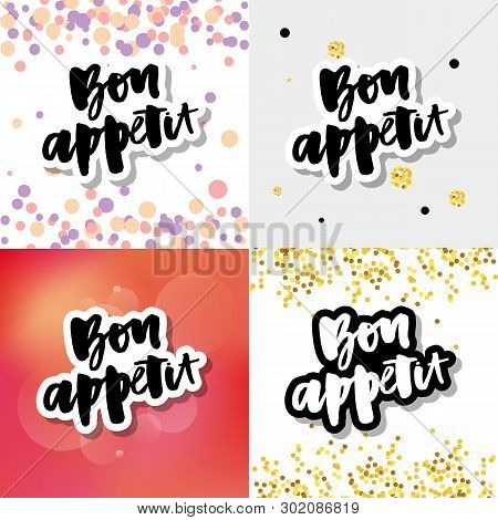 Bon Appetit Text. Vector Calligraphy. Slogan Lettering