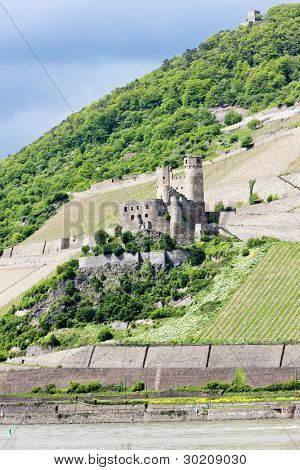 Ehrenfels linnan raunioilla, Rheinland-Pfalz, Saksa