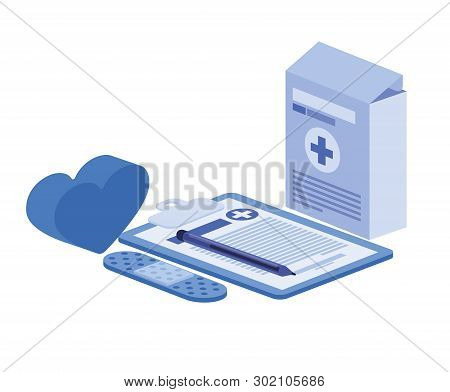 Medicine Objects On White Background Vector Illustration Design