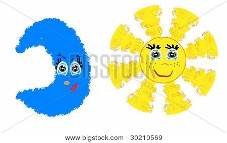vector de sol y la luna
