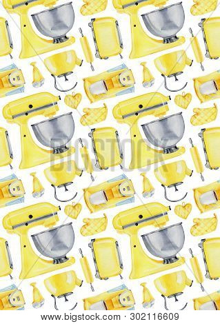 Cooking Bookl With  Hand Draw Pattern Of Utensil  For Kitchen