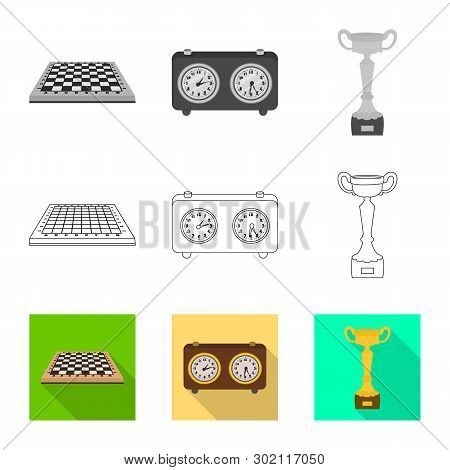 Isolated Object Of Checkmate And Thin Logo. Set Of Checkmate And Target Stock Symbol For Web.