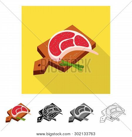 Vector Design Of Meat And Board Symbol. Collection Of Meat And Restaurant Stock Symbol For Web.