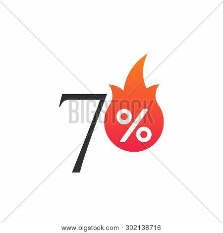 70 Percent Off With The Flame, Burning Sticker, Label Or Icon. Hot Sale Flame And Percent Sign Label