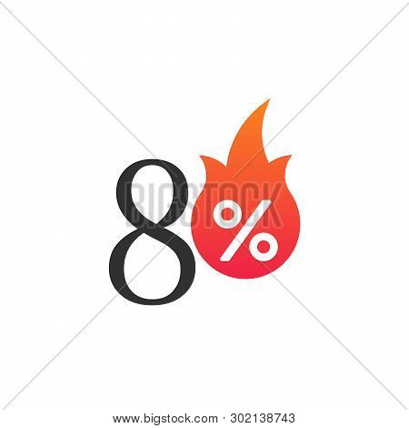 70 Percent Off With The Flame, Burning Sticker, Label Or Icon. Hot Sale Flame And Percent Sign Label