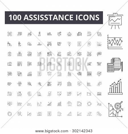 Assisstance Line Icons, Signs, Vector Set, Outline Illustration Concept