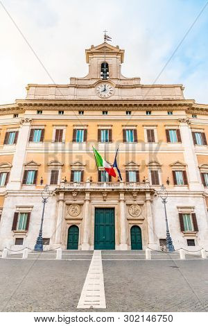 Montecitorio Palace, Seat Of Italian Chamber Of Deputies. Italian Parliament Building, Rome, Italy