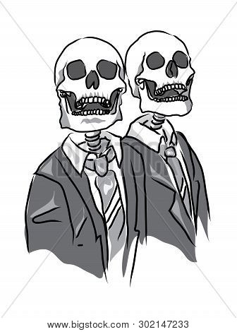Skull Gentlemen Vector Office Isolated Clip Art