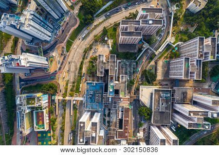 Choi Hung, Hong Kong 25 April 2019: Drone fly over Hong Kong city