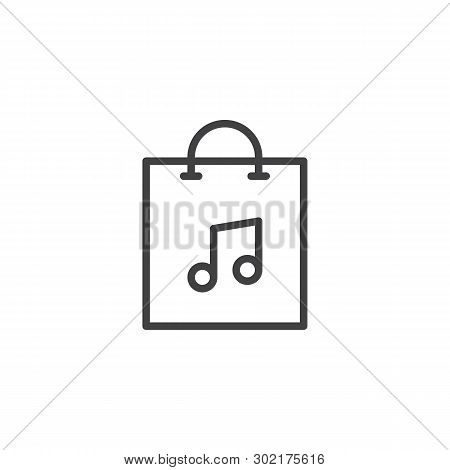 Music Shopping Bag Line Icon. Music Store Linear Style Sign For Mobile Concept And Web Design. Shopp