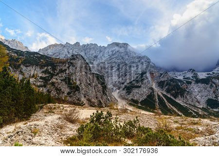 View Of Mount Skuta In Autumn. Northern Slovenia