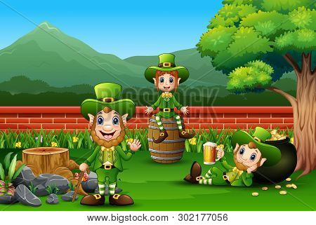 Happy St Patrick Leprechaun Celebrate With A Beer