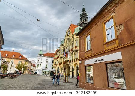 Ptuj , Slovenia - October 27, 2018: City Square Or Mestni Trg In Ptuj