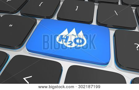 Water H20 Drinkable Clean Resource Keyboard Button Key 3d Illustration