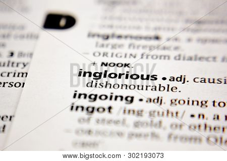 Word Or Phrase Inglorious In A Dictionary.