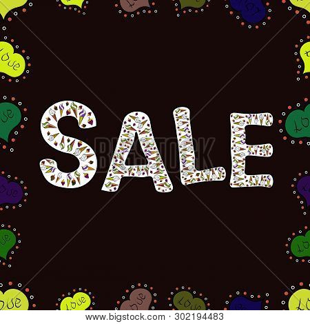 Summer Sale Banner Design. Vector Advertising Illustration On Green, White And Black Colors. Seamles