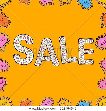 Vector Illustration. Seamless Pattern. Original Poster For Discount. Bright Abstract Background With