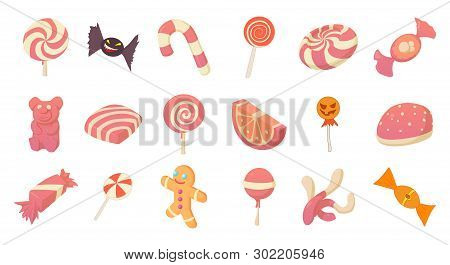 Candy Icon Set. Cartoon Set Of Candy Icons For Web Design Isolated On White Background