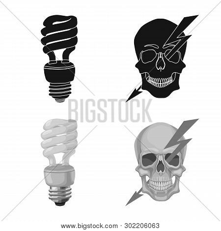 Vector Illustration Of Electricity And Electric Logo. Collection Of Electricity And Energy Vector Ic
