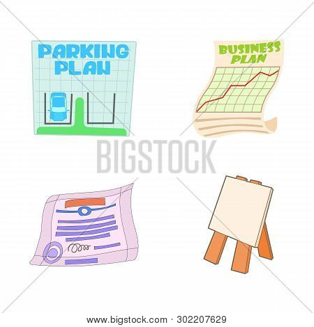 Plan Icon Set. Cartoon Set Of Plan Icons For Web Design Isolated On White Background